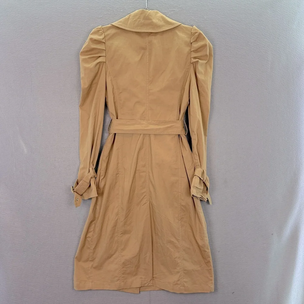 Avec Les Filles -women’s Tan trench coat belted double breast cotton blend SZ XS - Picture 9 of 9